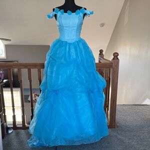 Elegant Blue Off-Shoulder Dress